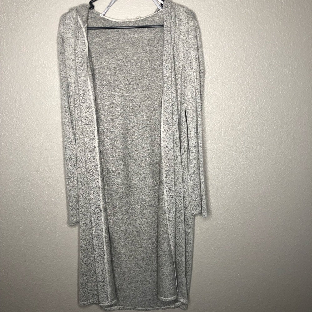 Long sleeve gray cardigan with hood